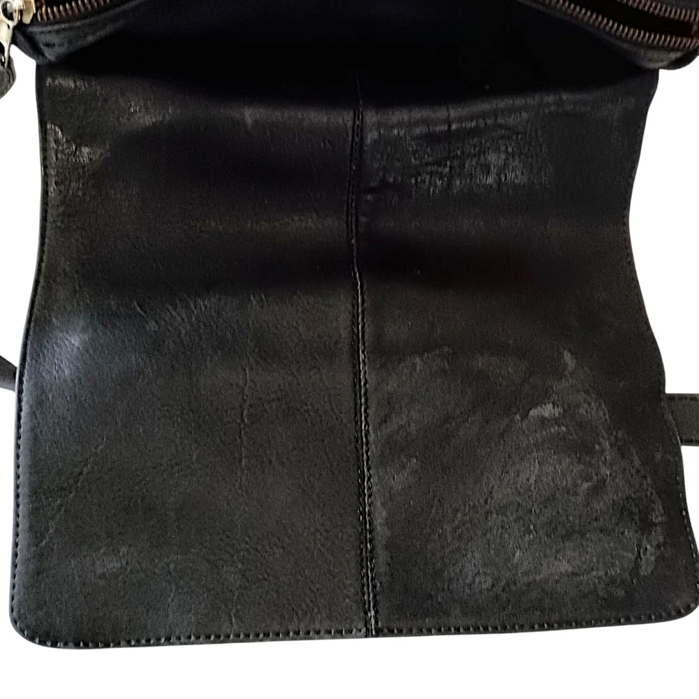 Sabina New York Leather‎ Shoulder Bag Black Navy Old Money Quiet Luxury Vintage